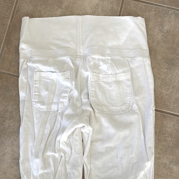 Wide leg white linen maternity pants - Picture 2 of 2